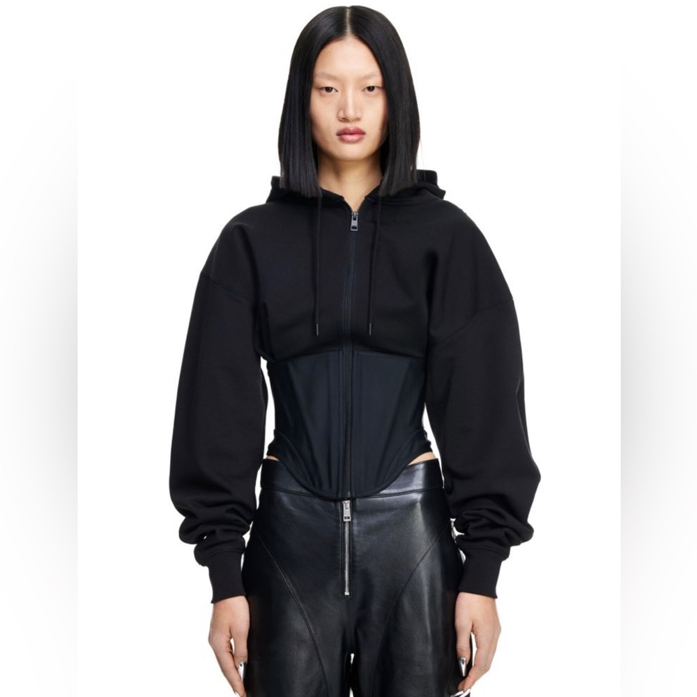 H&M Mugler corset waist hooded jacket, size S